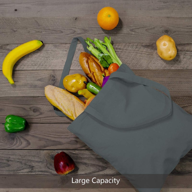TOPDesign 24-Pack Economical 16"x15" Grey Cotton Tote Bag, Lightweight Medium Reusable Grocery Shopping Cloth Bags, Suitable for DIY, Advertising, Promotion, Gift, Activity - Image 4